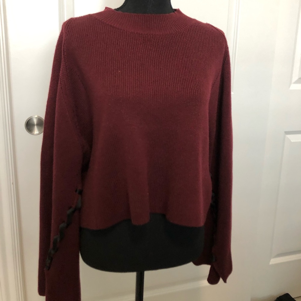 Bishop + Young Boutique Maroon Tie Sweater